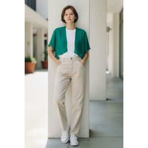 Women Shrug Green  Chiffon Cardigans Open Front Short Sleeve Bolero XXL